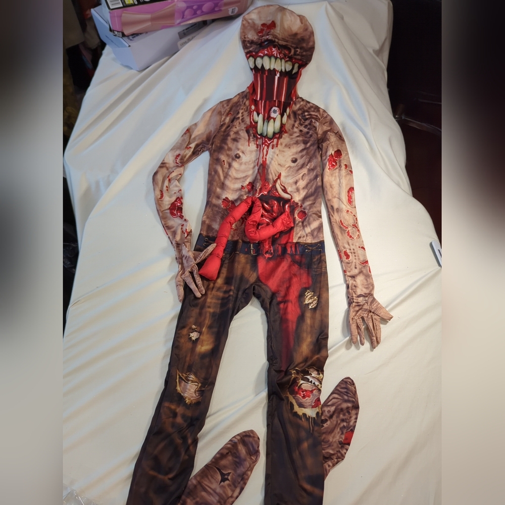 Kids Exploding Guts Zombie Morphsuit 10-12 Boys Scary Halloween Skin Costume👻🎃
